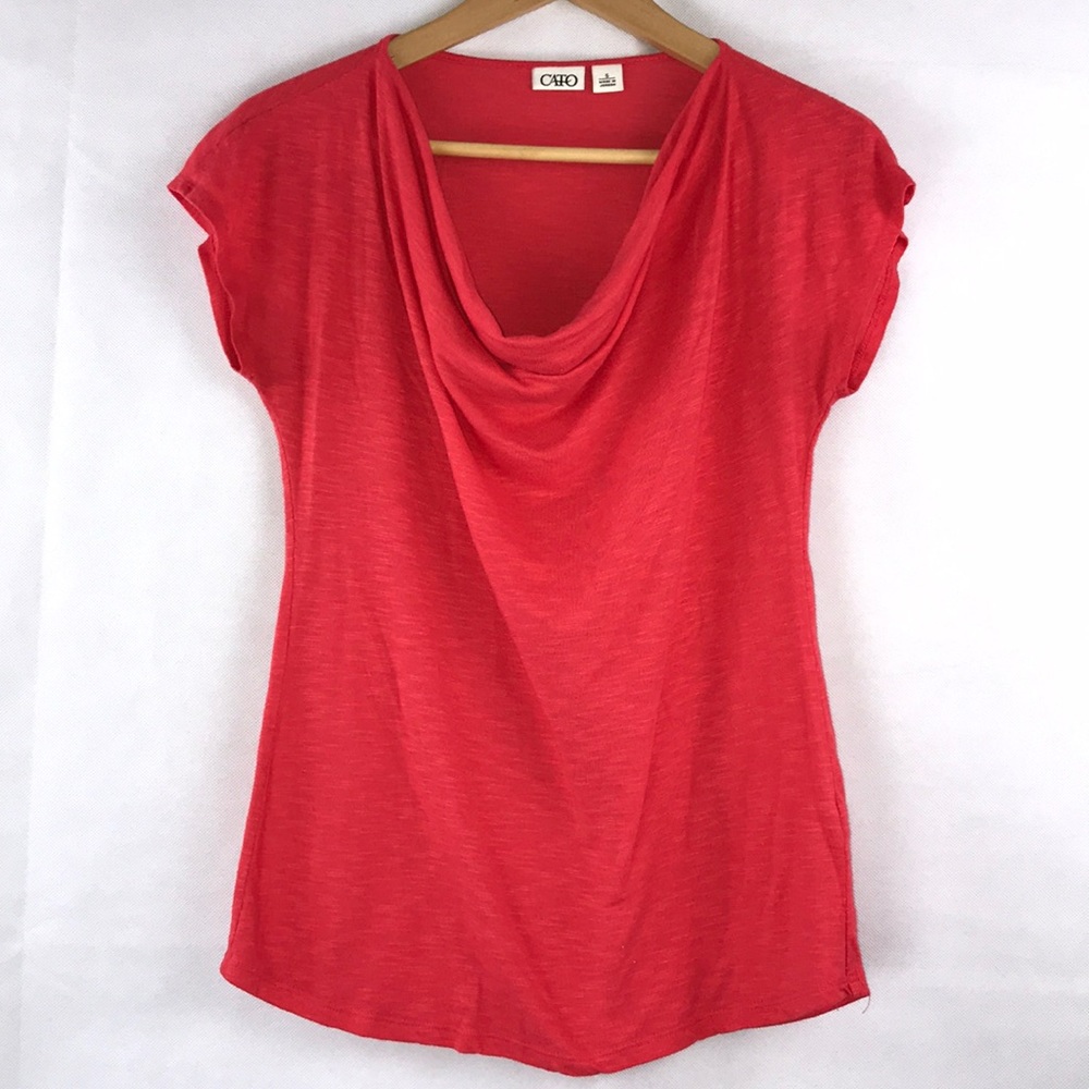 CATO Peach Drape Neckline Top Size S Fall Colorful Casual Everyday